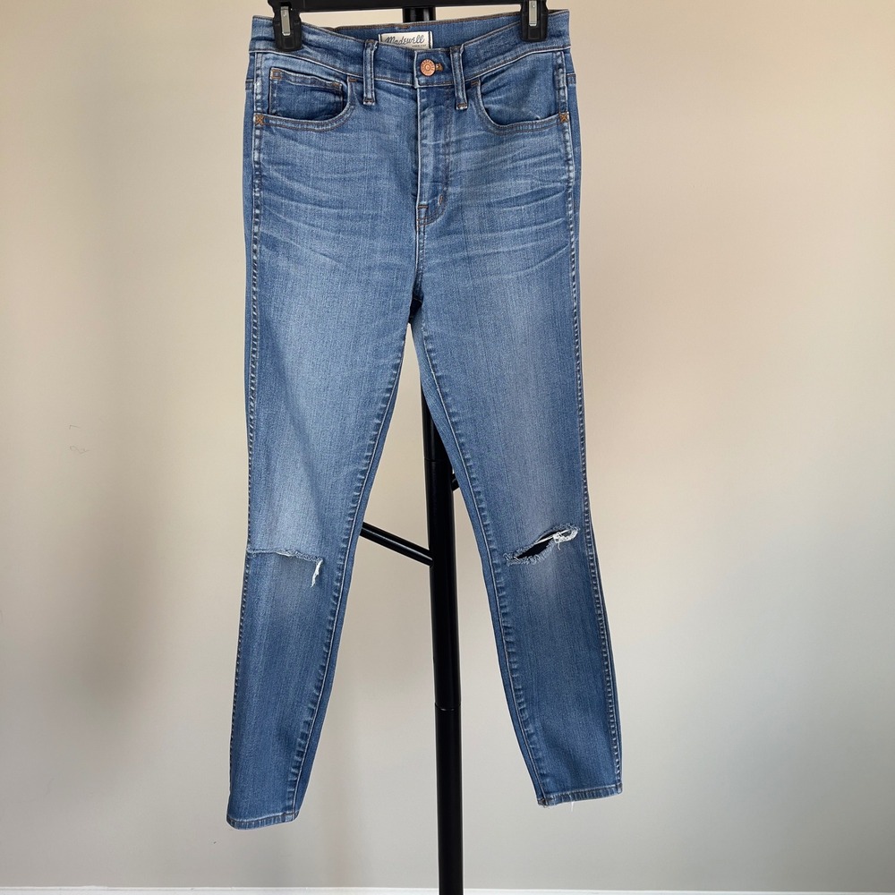 Madewell 10" High Riser Skinny Skinny Jeans Blue Distressed Size 28